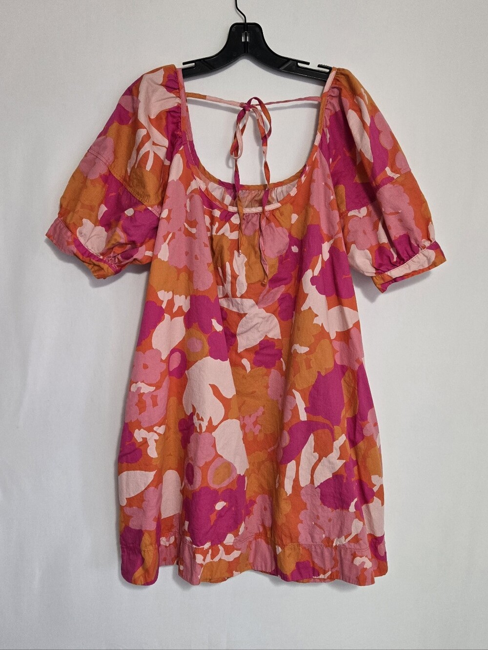 Free Assembly Women’s Large Summer Dress Cotton Short Flowy Puff Sleeve